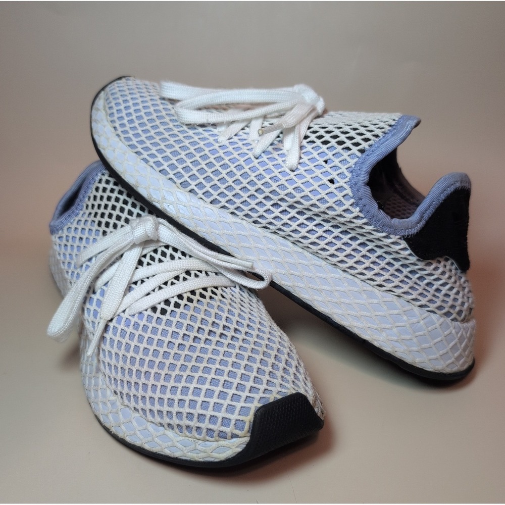 Adidas Sneakers Mens 8 Deerupt Runner White Blue Mesh Low Top EUC